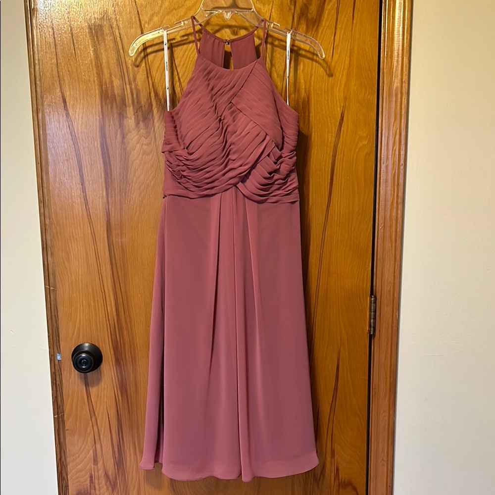 Elegant Dusty Rose Halter Dress